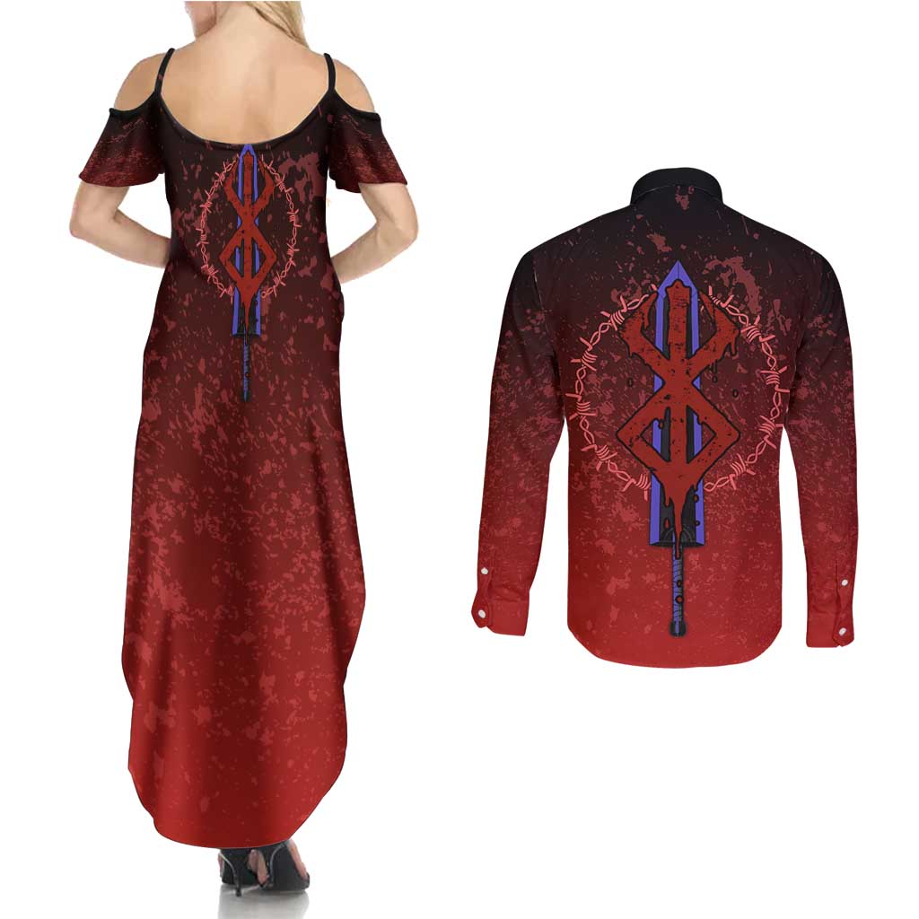 Struggler Berserk Couples Matching Summer Maxi Dress and Long Sleeve Button Shirt Japan Anime Style - The Mazicc