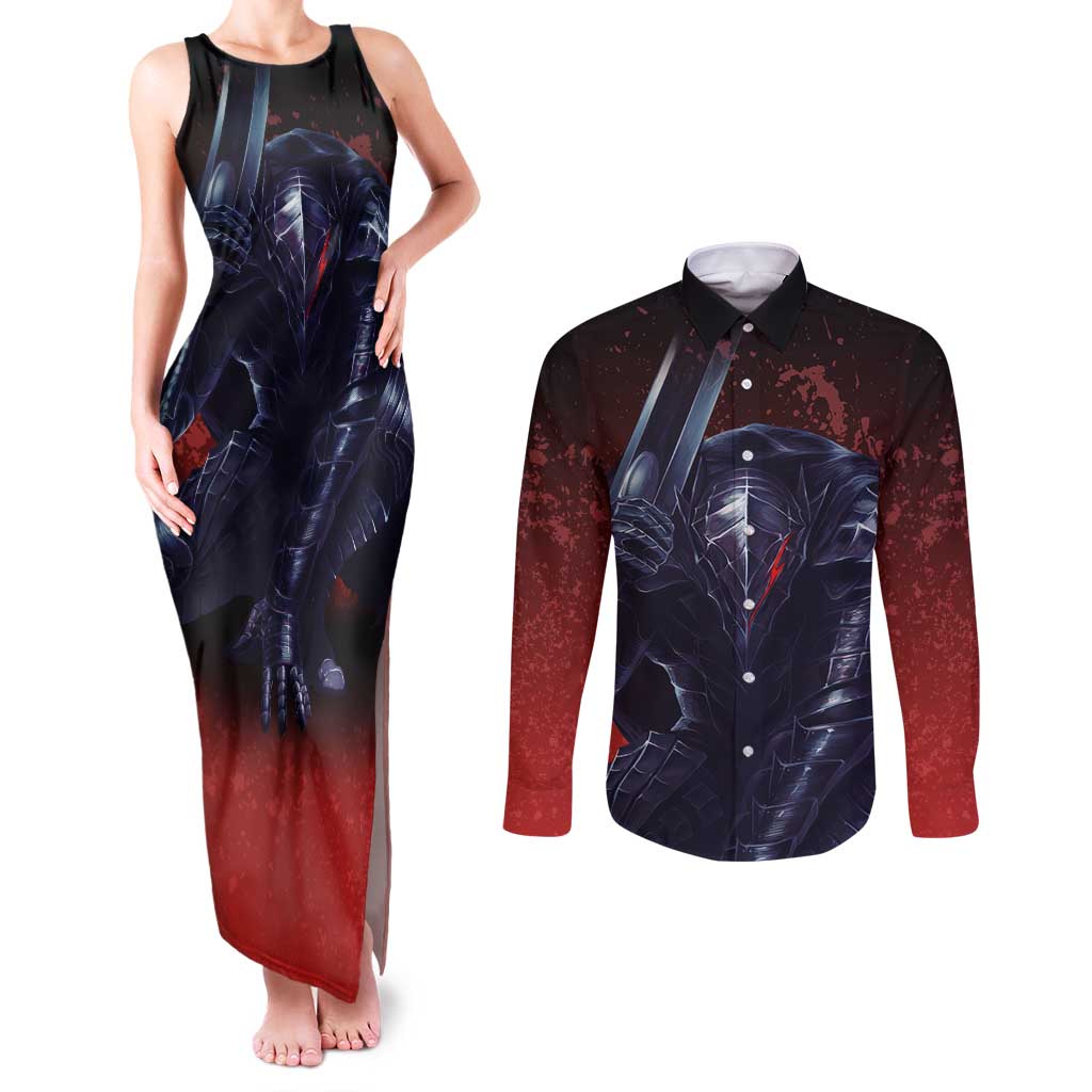 Struggler Berserk Couples Matching Tank Maxi Dress and Long Sleeve Button Shirt Japan Anime Style - The Mazicc