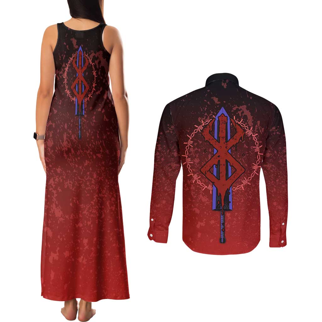 Struggler Berserk Couples Matching Tank Maxi Dress and Long Sleeve Button Shirt Japan Anime Style - The Mazicc