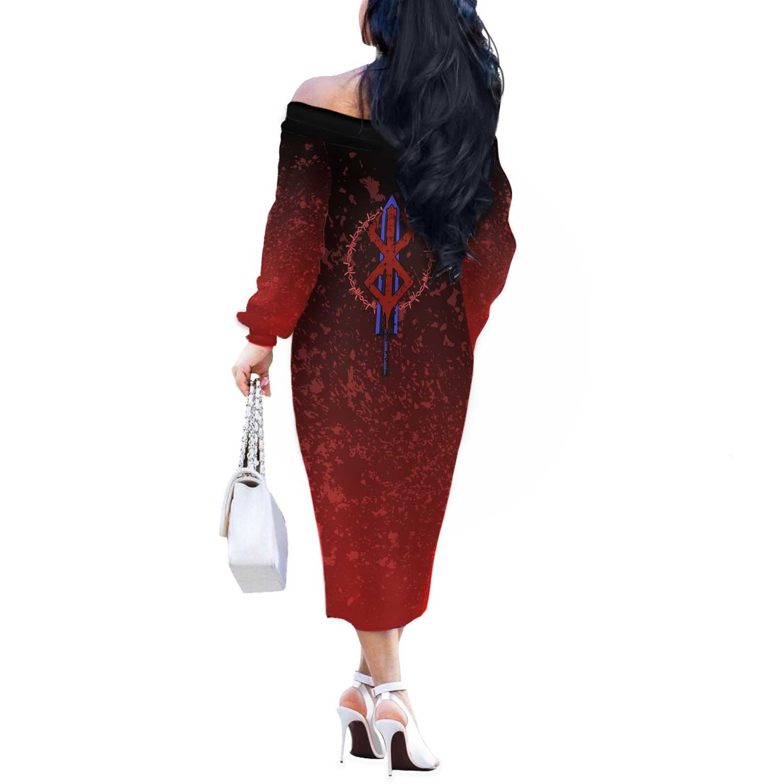 Struggler Berserk Off The Shoulder Long Sleeve Dress Japan Anime Style - The Mazicc