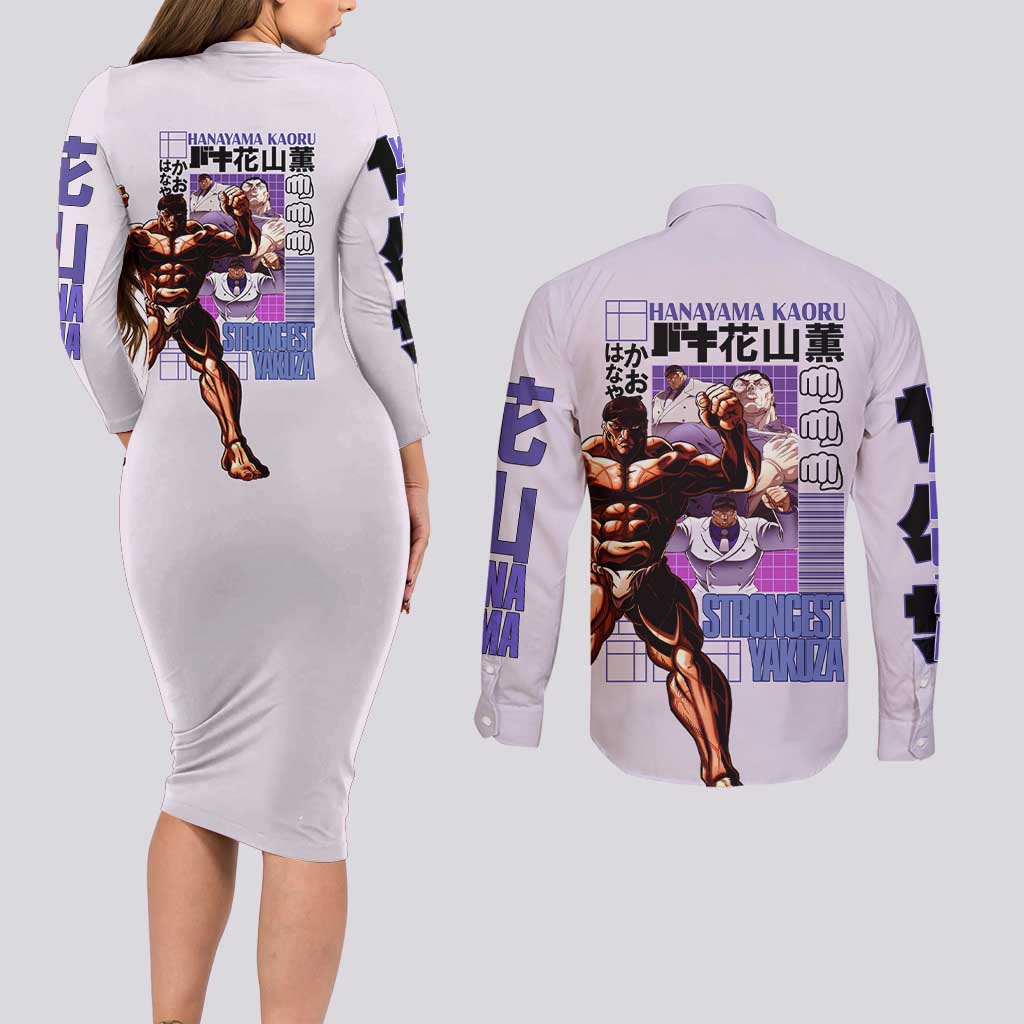 Hanayama Kaoru Baki Couples Matching Long Sleeve Bodycon Dress and Long Sleeve Button Shirt Japan Anime Style - The Mazicc