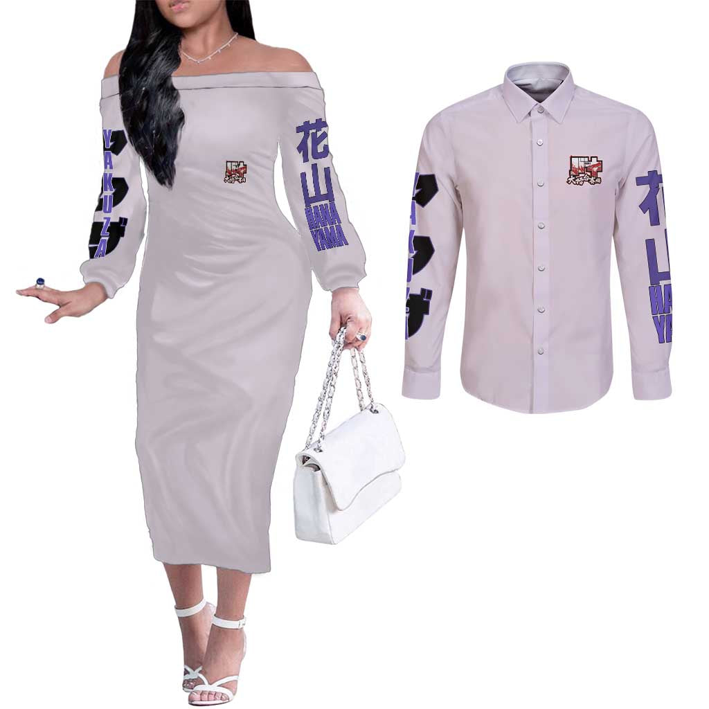 Hanayama Kaoru Baki Couples Matching Off The Shoulder Long Sleeve Dress and Long Sleeve Button Shirt Japan Anime Style - The Mazicc