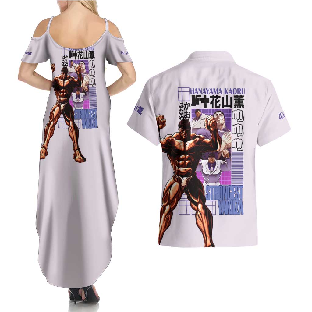 Hanayama Kaoru Baki Couples Matching Summer Maxi Dress and Hawaiian Shirt Japan Anime Style - The Mazicc