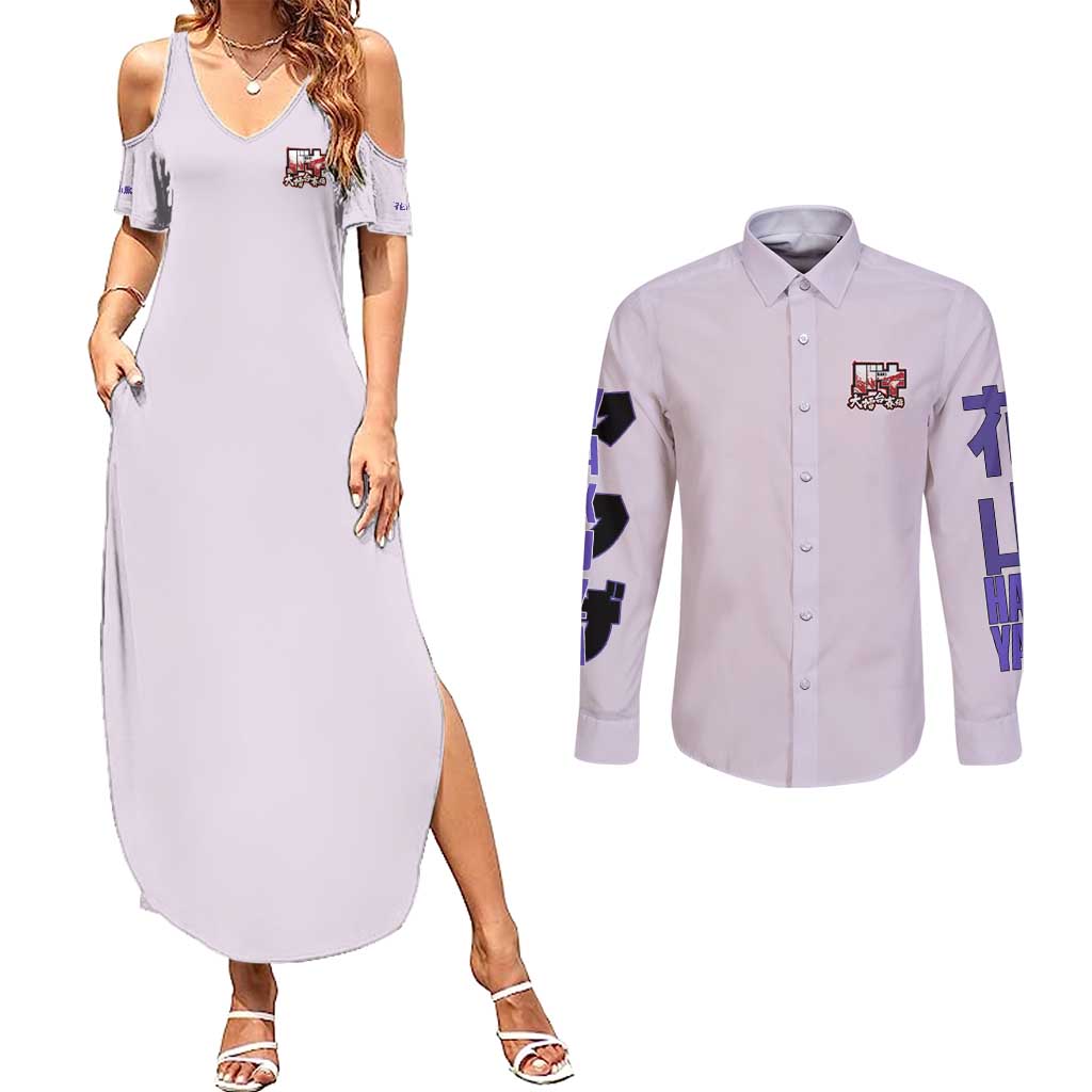 Hanayama Kaoru Baki Couples Matching Summer Maxi Dress and Long Sleeve Button Shirt Japan Anime Style - The Mazicc