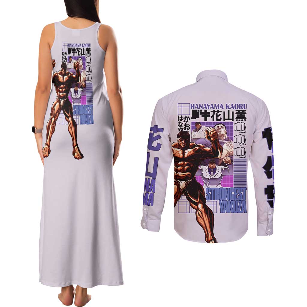 Hanayama Kaoru Baki Couples Matching Tank Maxi Dress and Long Sleeve Button Shirt Japan Anime Style - The Mazicc