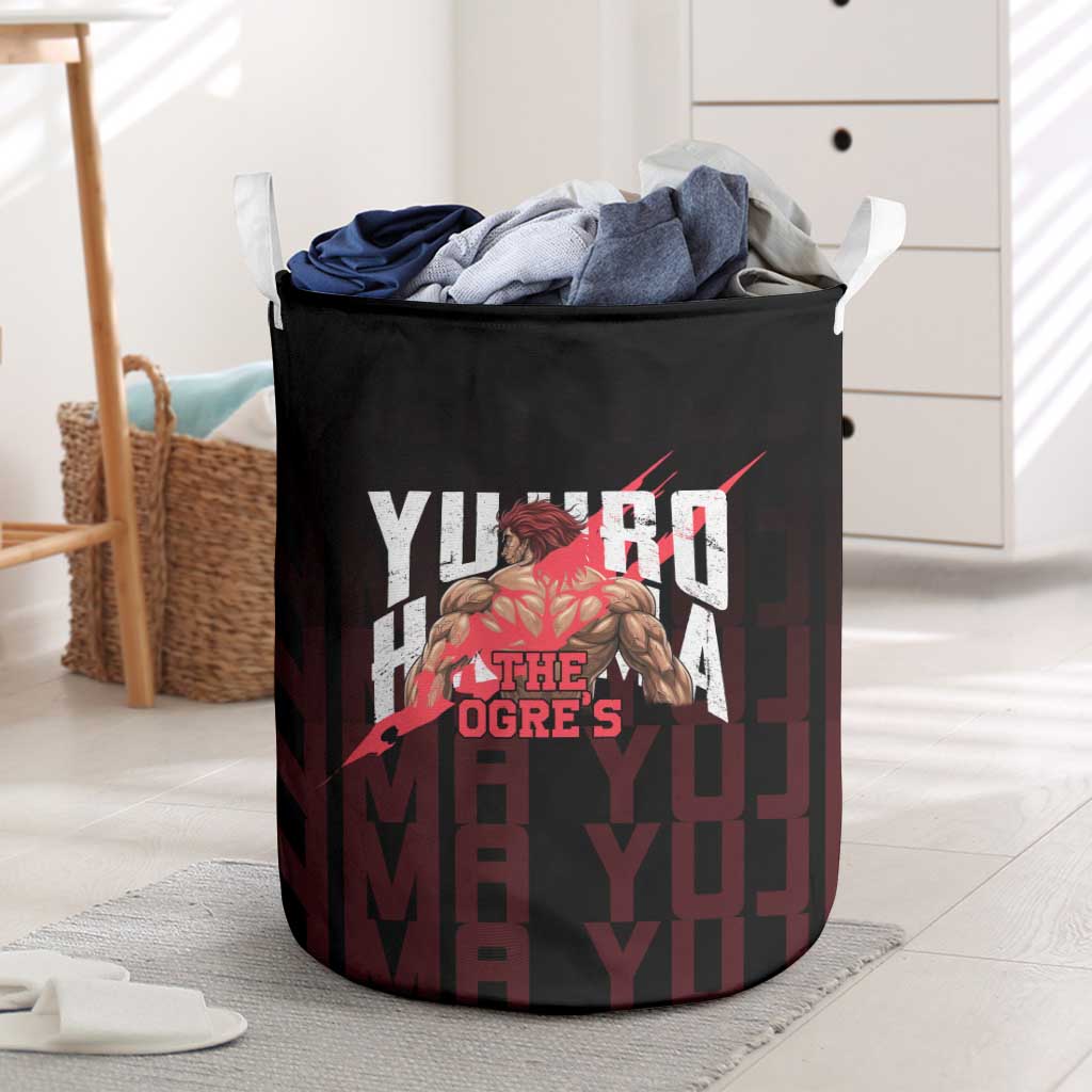 Yujiro Hanma The Ogre Baki Series Gym Theme Laundry Basket with Muscular Back Design and Bold Typography - The Mazicc