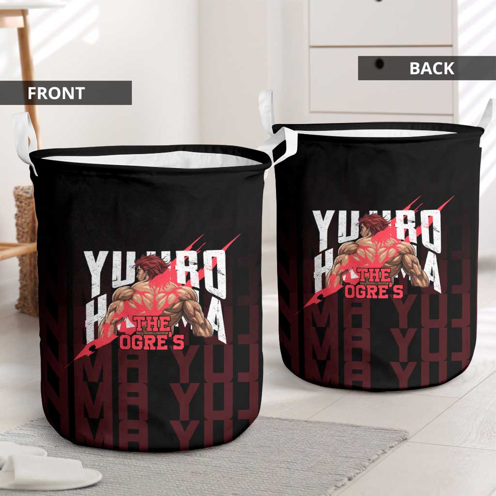 Yujiro Hanma The Ogre Baki Series Gym Theme Laundry Basket with Muscular Back Design and Bold Typography - The Mazicc