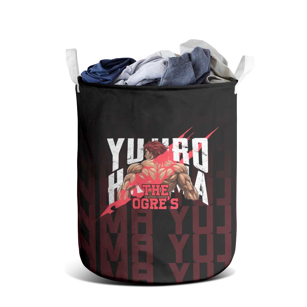 Yujiro Hanma The Ogre Baki Series Gym Theme Laundry Basket with Muscular Back Design and Bold Typography - The Mazicc