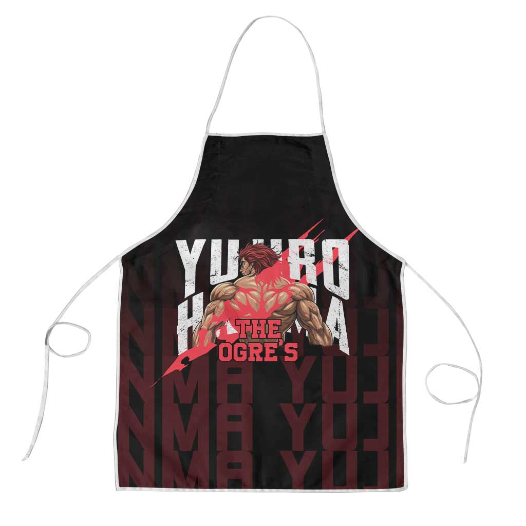 Yujiro Hanma The Ogre Baki Series Gym Theme Apron with Muscular Back Design and Bold Typography - The Mazicc