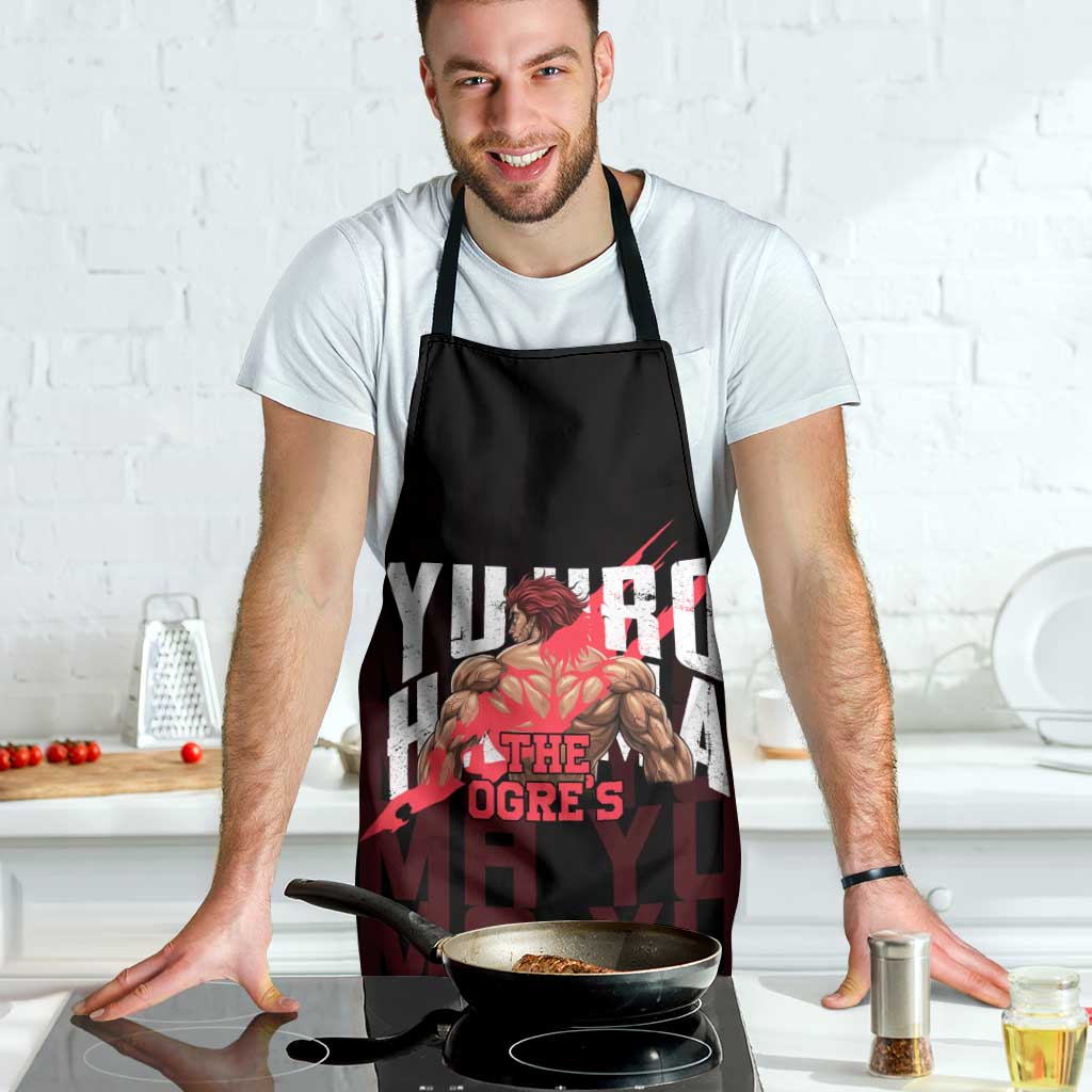 Yujiro Hanma The Ogre Baki Series Gym Theme Apron with Muscular Back Design and Bold Typography - The Mazicc