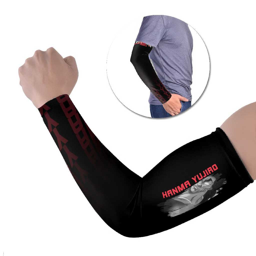 Yujiro Hanma The Ogre Baki Series Gym Theme Arm Sleeves with Muscular Back Design and Bold Typography - The Mazicc