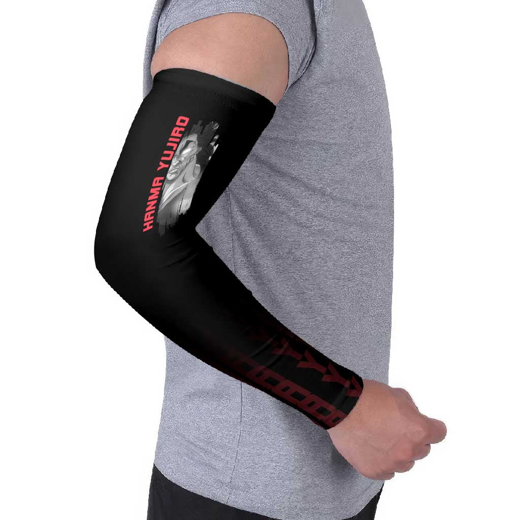 Yujiro Hanma The Ogre Baki Series Gym Theme Arm Sleeves with Muscular Back Design and Bold Typography - The Mazicc