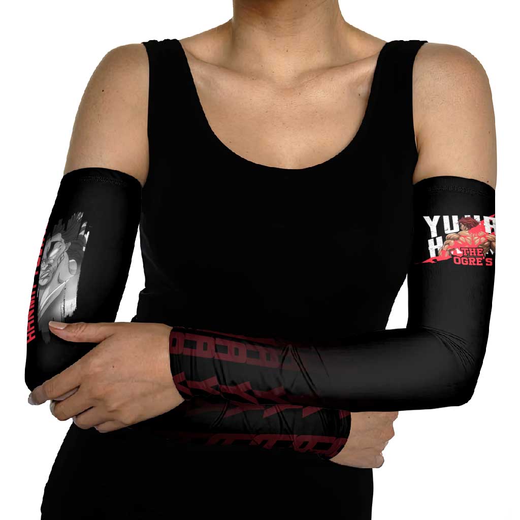 Yujiro Hanma The Ogre Baki Series Gym Theme Arm Sleeves with Muscular Back Design and Bold Typography - The Mazicc