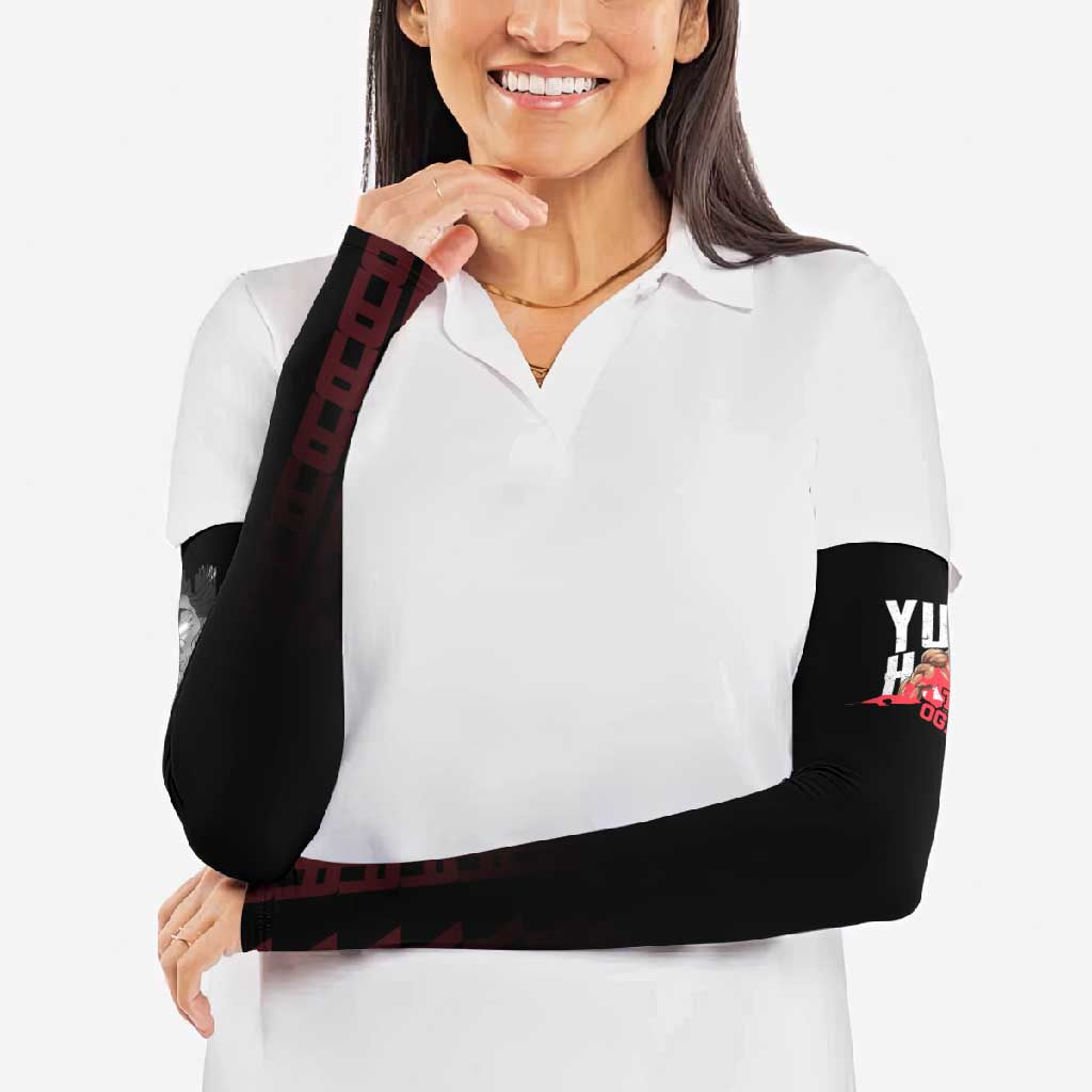 Yujiro Hanma The Ogre Baki Series Gym Theme Arm Sleeves with Muscular Back Design and Bold Typography - The Mazicc