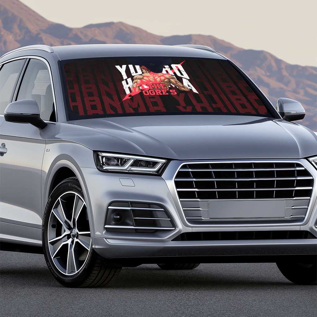 Yujiro Hanma The Ogre Baki Series Gym Theme Auto Sun Shade with Muscular Back Design and Bold Typography - The Mazicc
