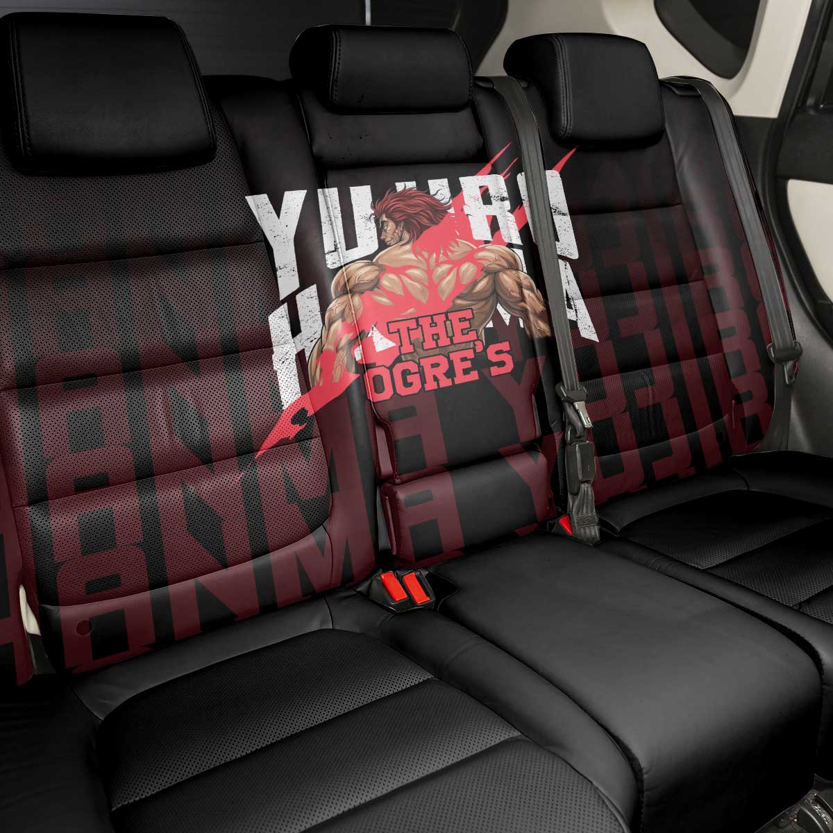 Yujiro Hanma The Ogre Baki Series Gym Theme Back Car Seat Cover with Muscular Back Design and Bold Typography - The Mazicc