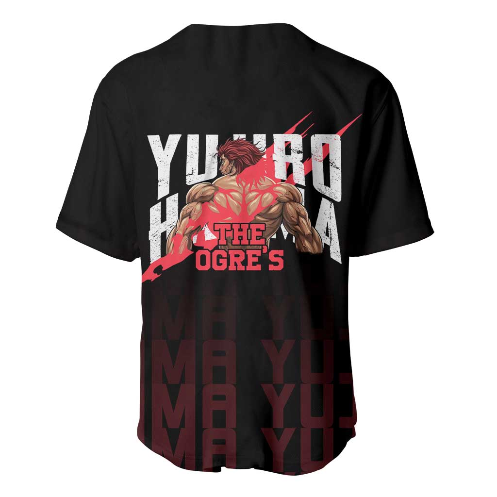 Yujiro Hanma The Ogre Baki Series Gym Theme Baseball Jersey with Muscular Back Design and Bold Typography - The Mazicc