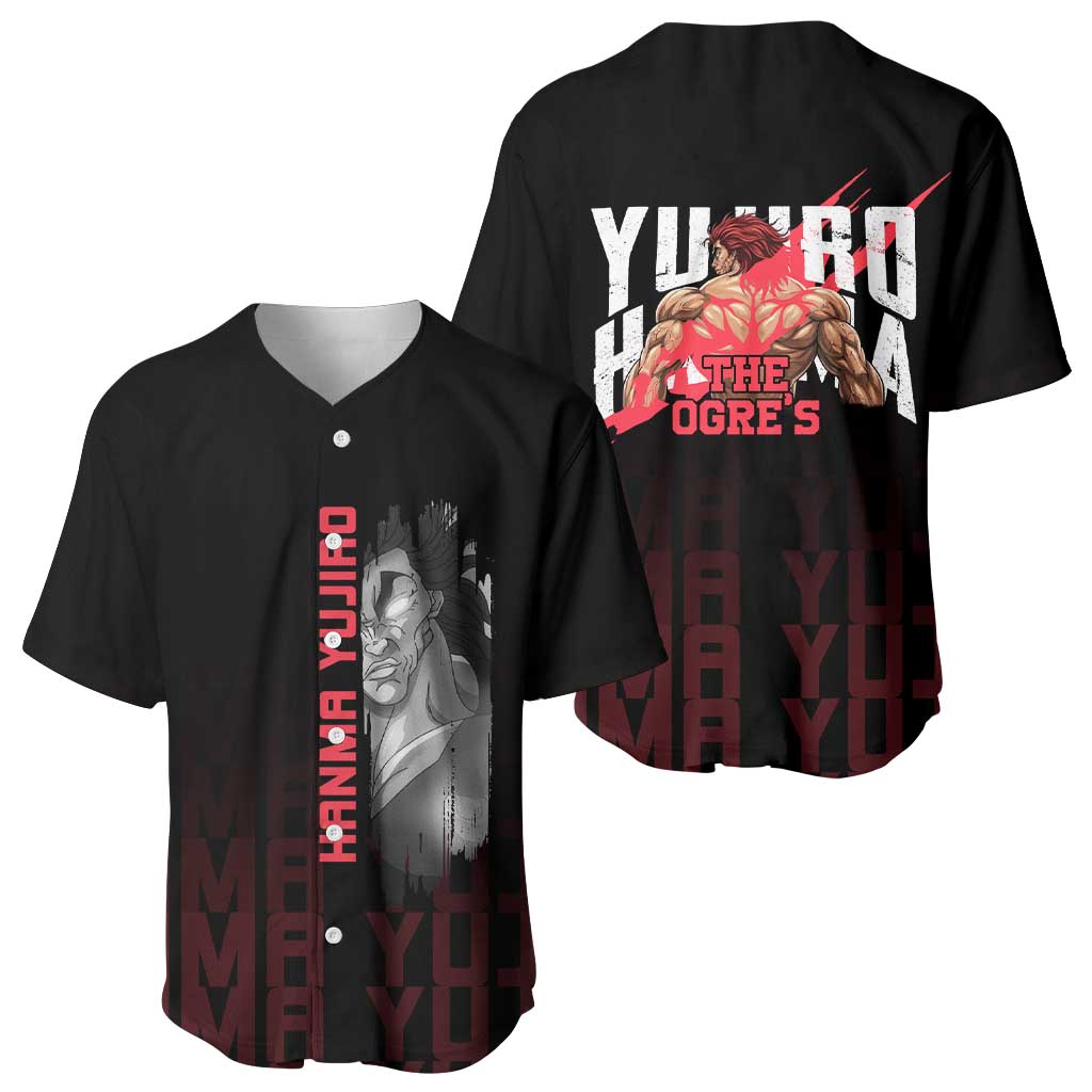 Yujiro Hanma The Ogre Baki Series Gym Theme Baseball Jersey with Muscular Back Design and Bold Typography - The Mazicc
