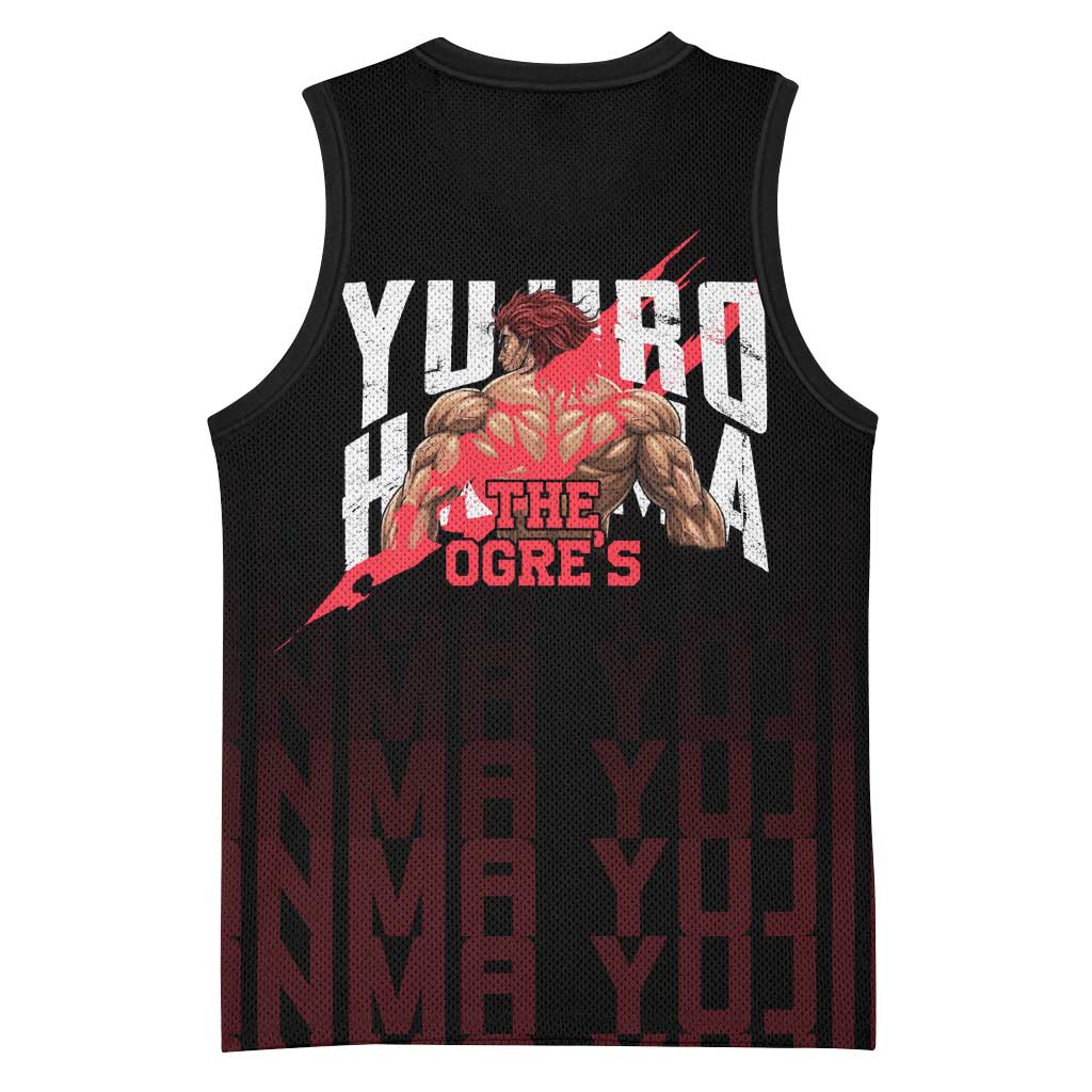 Yujiro Hanma The Ogre Baki Series Gym Theme Basketball Jersey with Muscular Back Design and Bold Typography - The Mazicc