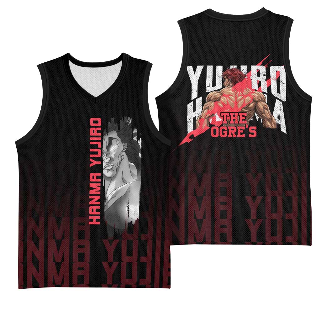 Yujiro Hanma The Ogre Baki Series Gym Theme Basketball Jersey with Muscular Back Design and Bold Typography - The Mazicc