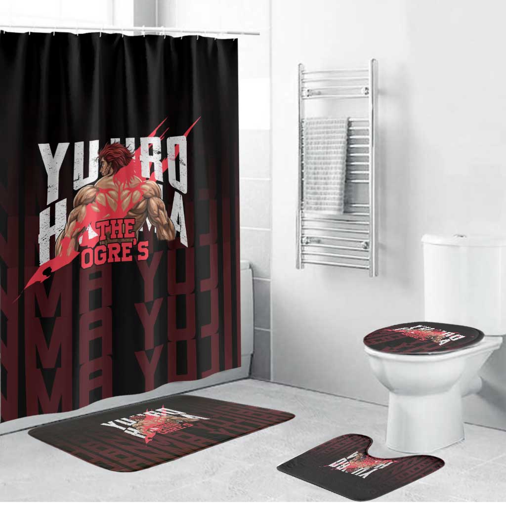 Yujiro Hanma The Ogre Baki Series Gym Theme Bathroom Set with Muscular Back Design and Bold Typography - The Mazicc
