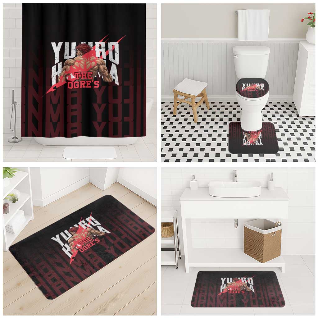 Yujiro Hanma The Ogre Baki Series Gym Theme Bathroom Set with Muscular Back Design and Bold Typography - The Mazicc