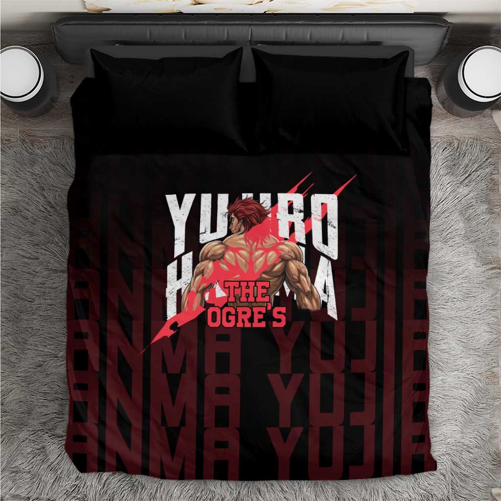 Yujiro Hanma The Ogre Baki Series Gym Theme Bedding Set with Muscular Back Design and Bold Typography - The Mazicc