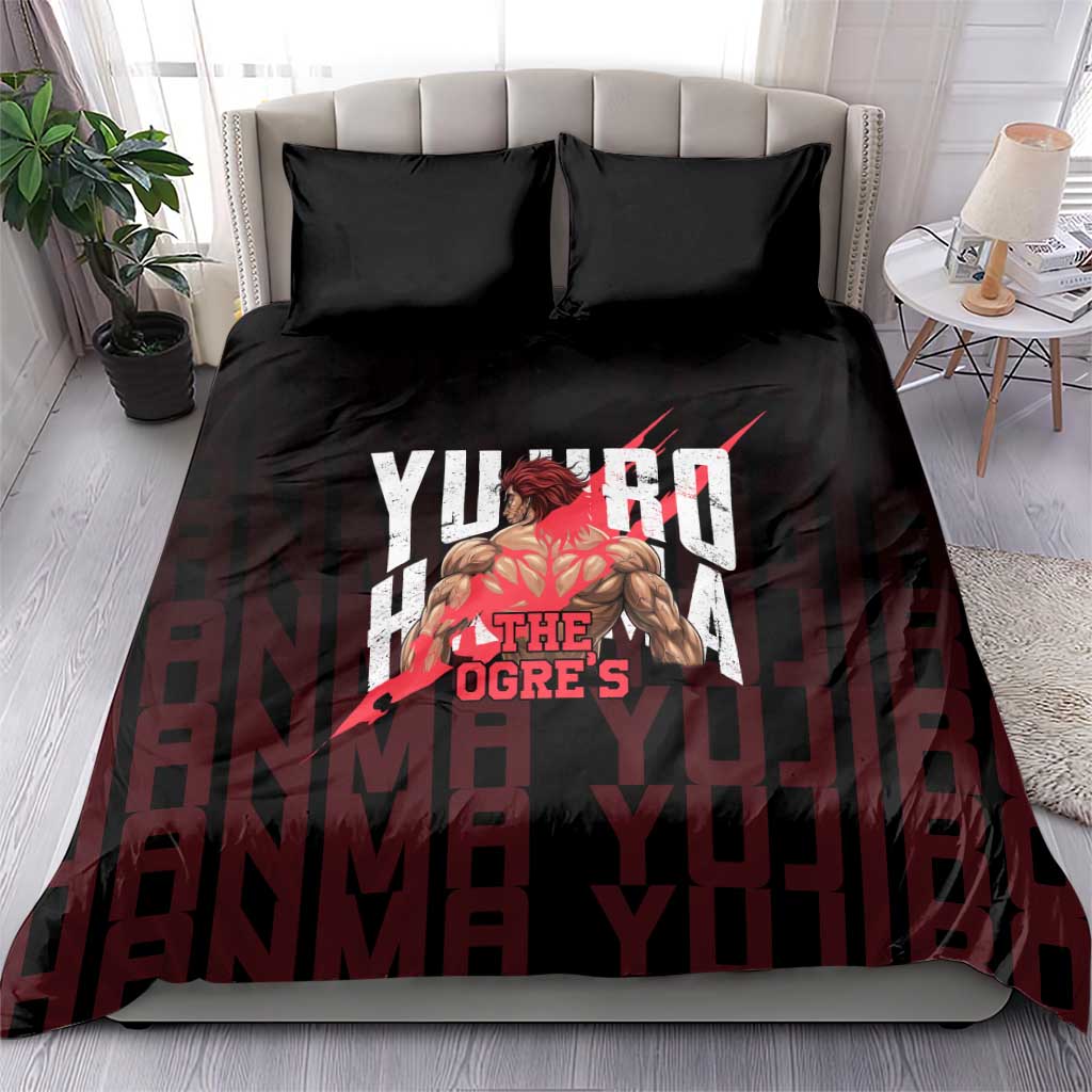 Yujiro Hanma The Ogre Baki Series Gym Theme Bedding Set with Muscular Back Design and Bold Typography - The Mazicc