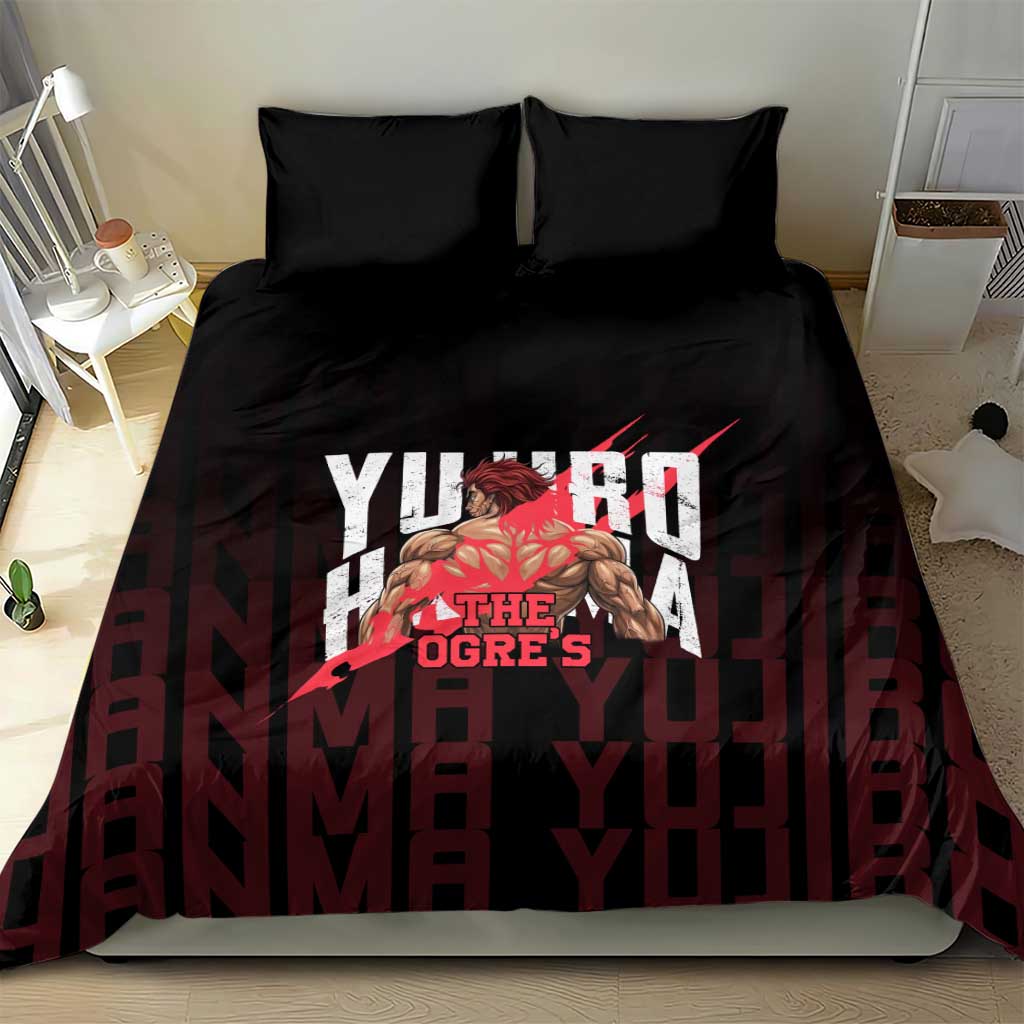 Yujiro Hanma The Ogre Baki Series Gym Theme Bedding Set with Muscular Back Design and Bold Typography - The Mazicc