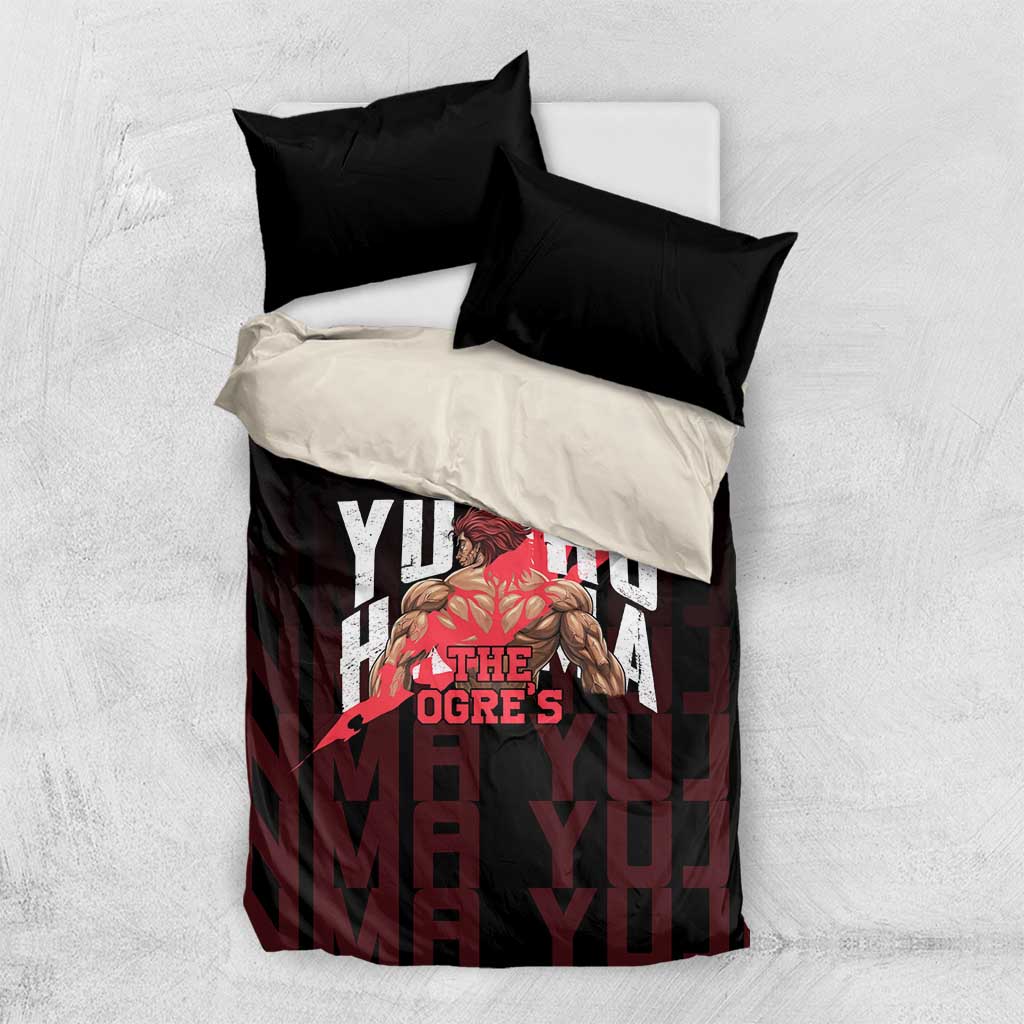 Yujiro Hanma The Ogre Baki Series Gym Theme Bedding Set with Muscular Back Design and Bold Typography - The Mazicc
