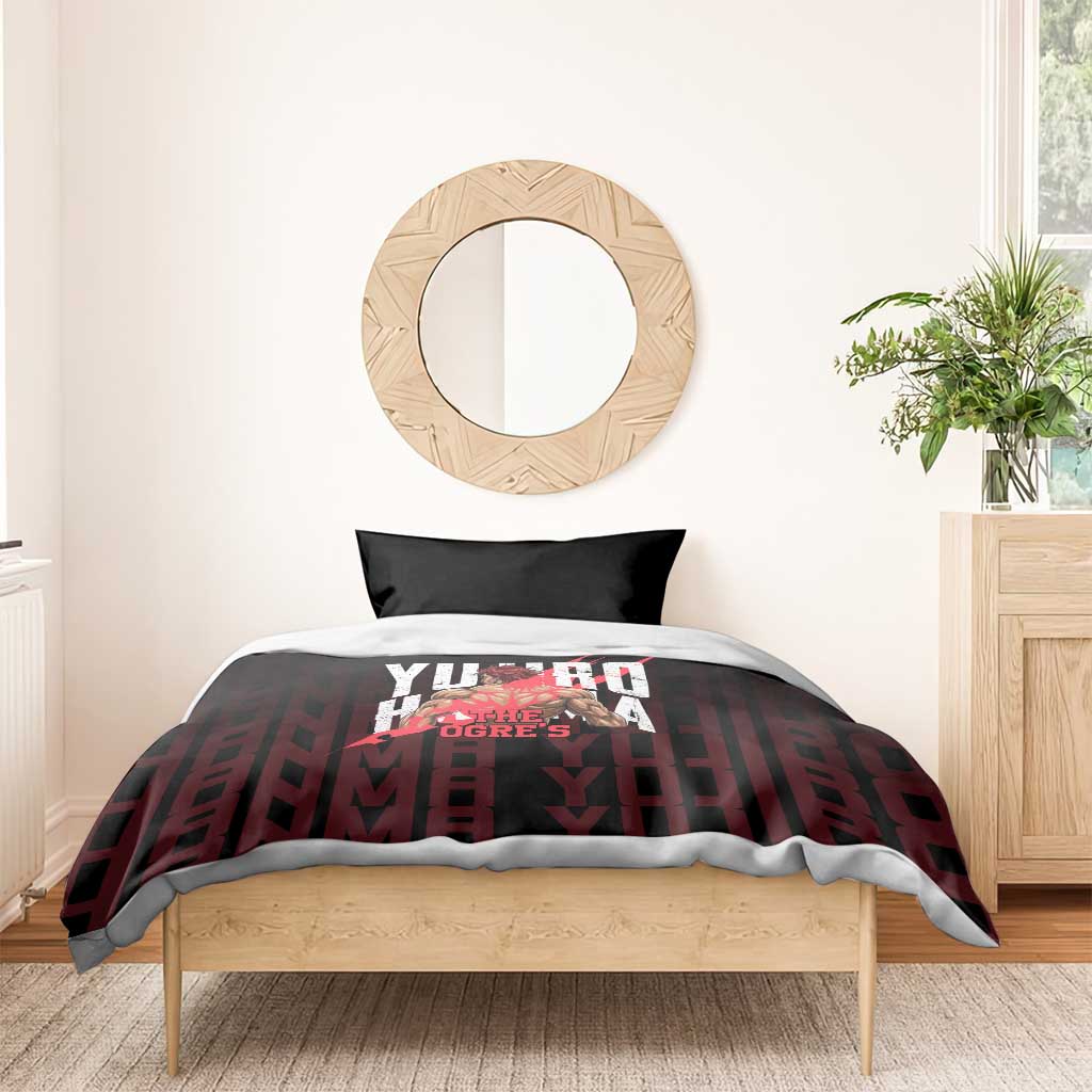 Yujiro Hanma The Ogre Baki Series Gym Theme Bedding Set with Muscular Back Design and Bold Typography - The Mazicc
