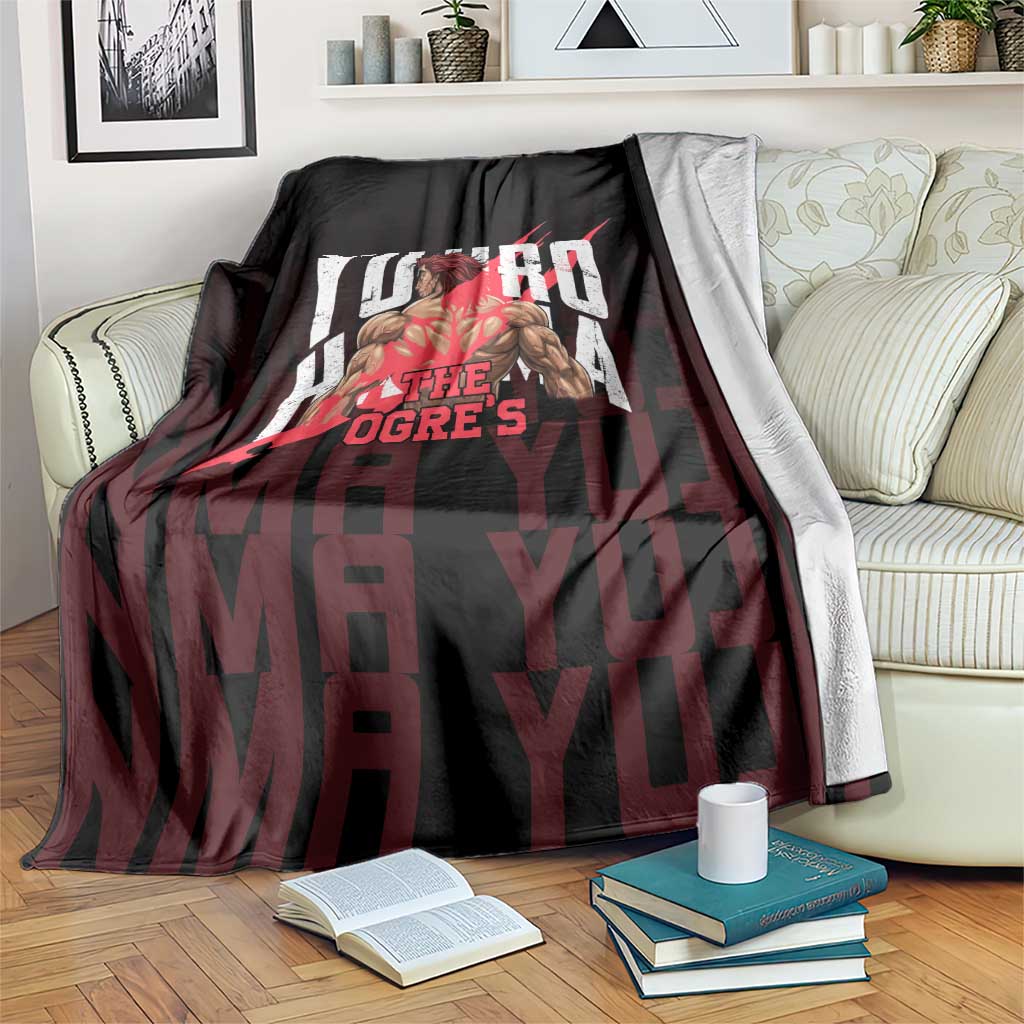 Yujiro Hanma The Ogre Baki Series Gym Theme Blanket with Muscular Back Design and Bold Typography - The Mazicc