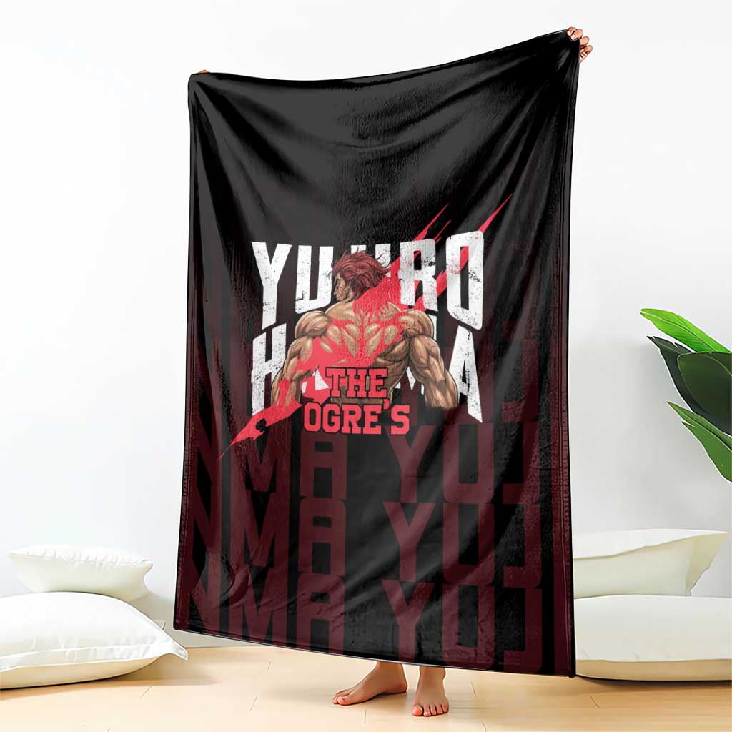 Yujiro Hanma The Ogre Baki Series Gym Theme Blanket with Muscular Back Design and Bold Typography - The Mazicc