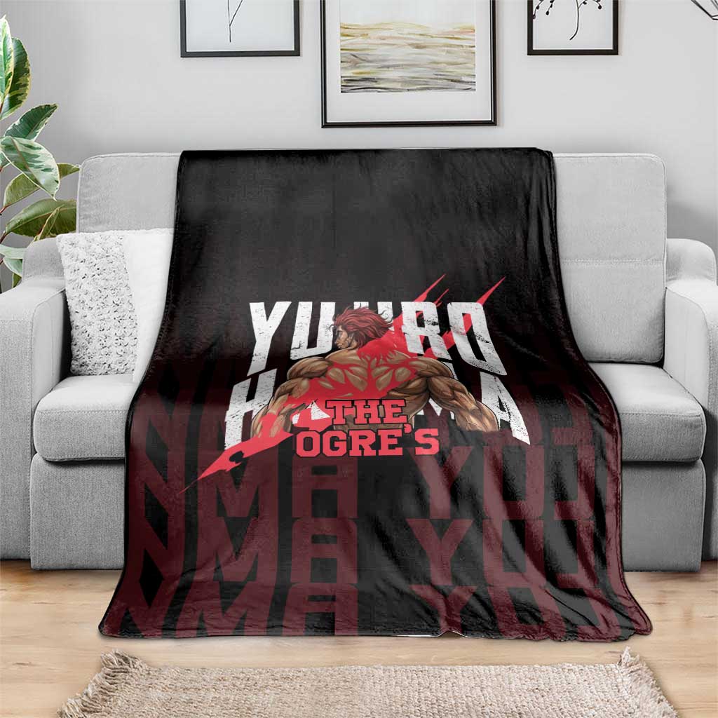 Yujiro Hanma The Ogre Baki Series Gym Theme Blanket with Muscular Back Design and Bold Typography - The Mazicc