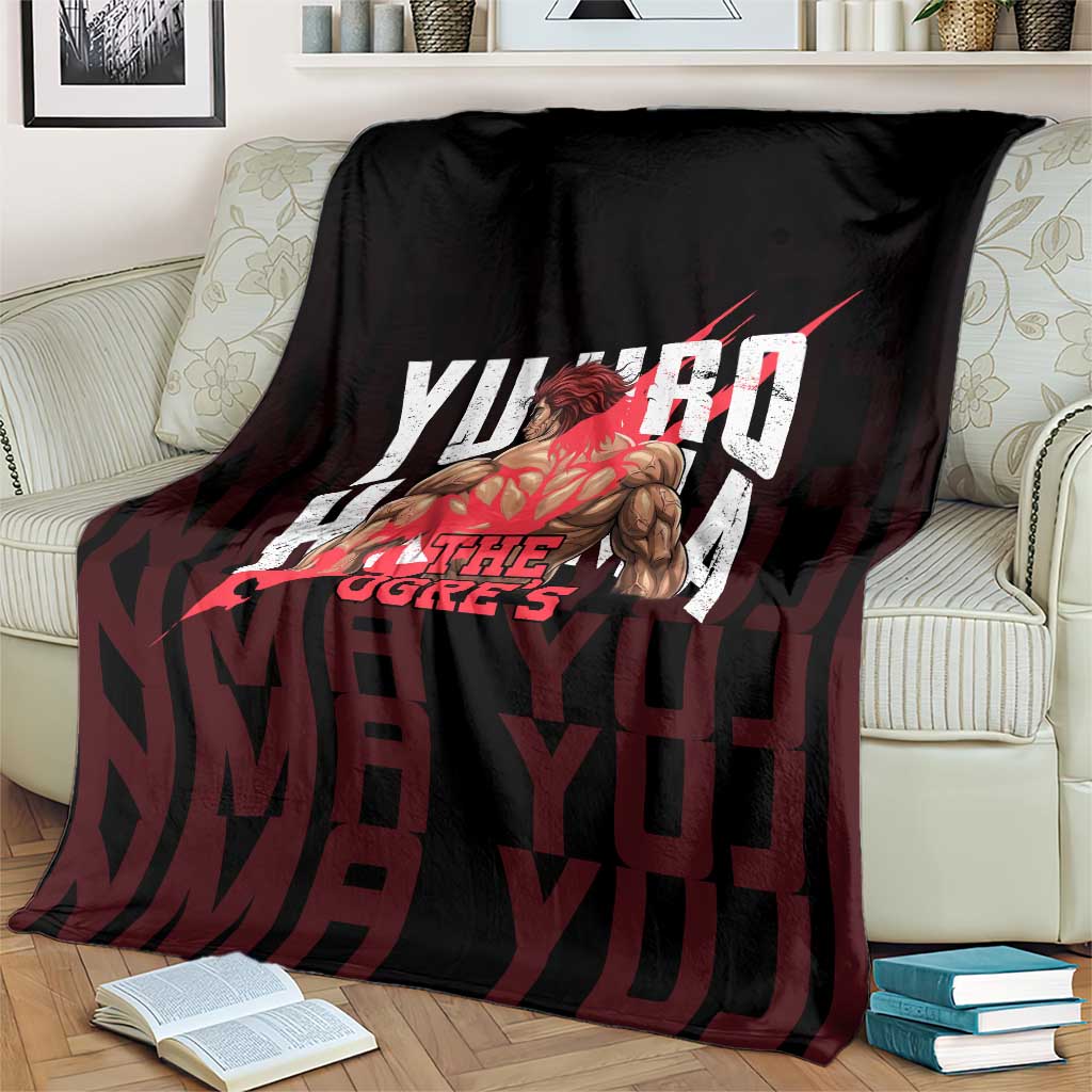 Yujiro Hanma The Ogre Baki Series Gym Theme Blanket with Muscular Back Design and Bold Typography - The Mazicc