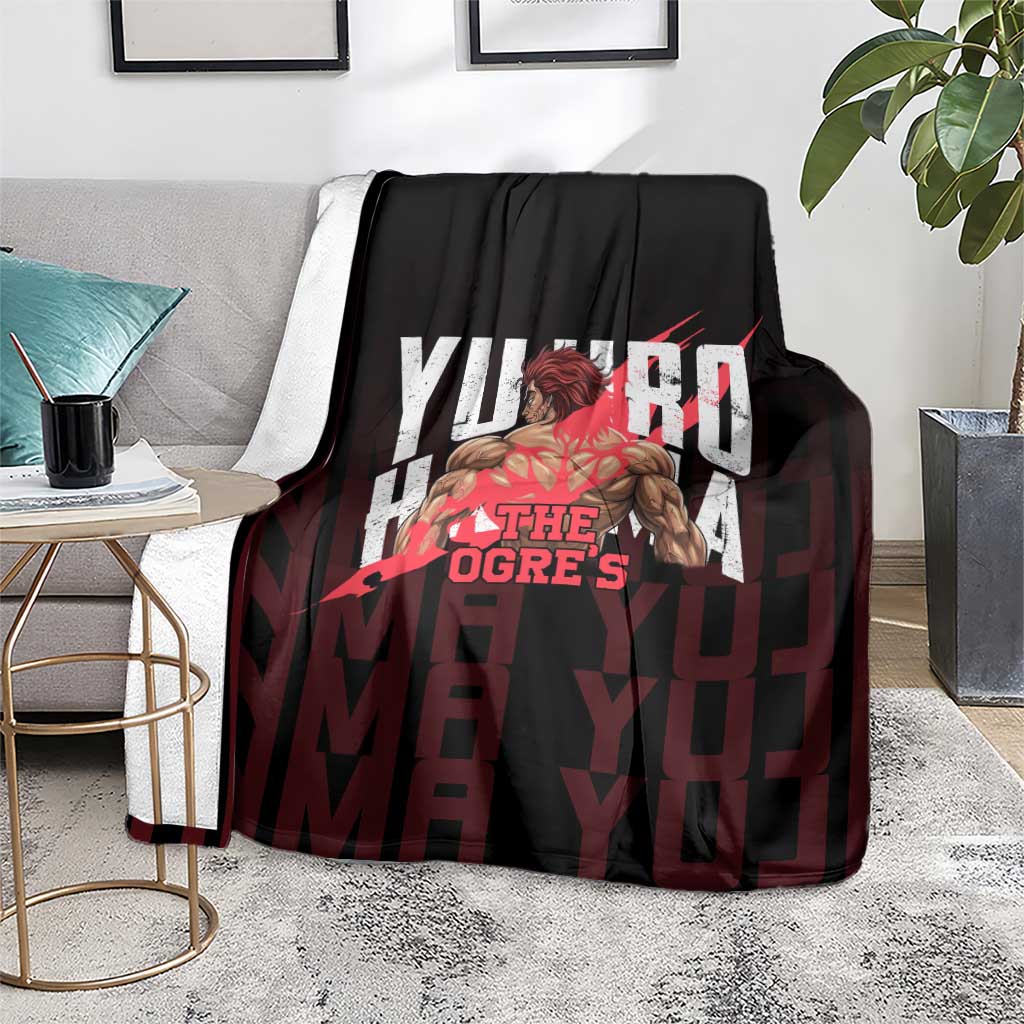 Yujiro Hanma The Ogre Baki Series Gym Theme Blanket with Muscular Back Design and Bold Typography - The Mazicc
