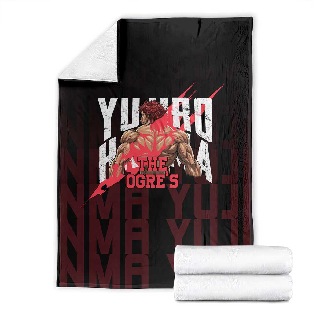 Yujiro Hanma The Ogre Baki Series Gym Theme Blanket with Muscular Back Design and Bold Typography - The Mazicc