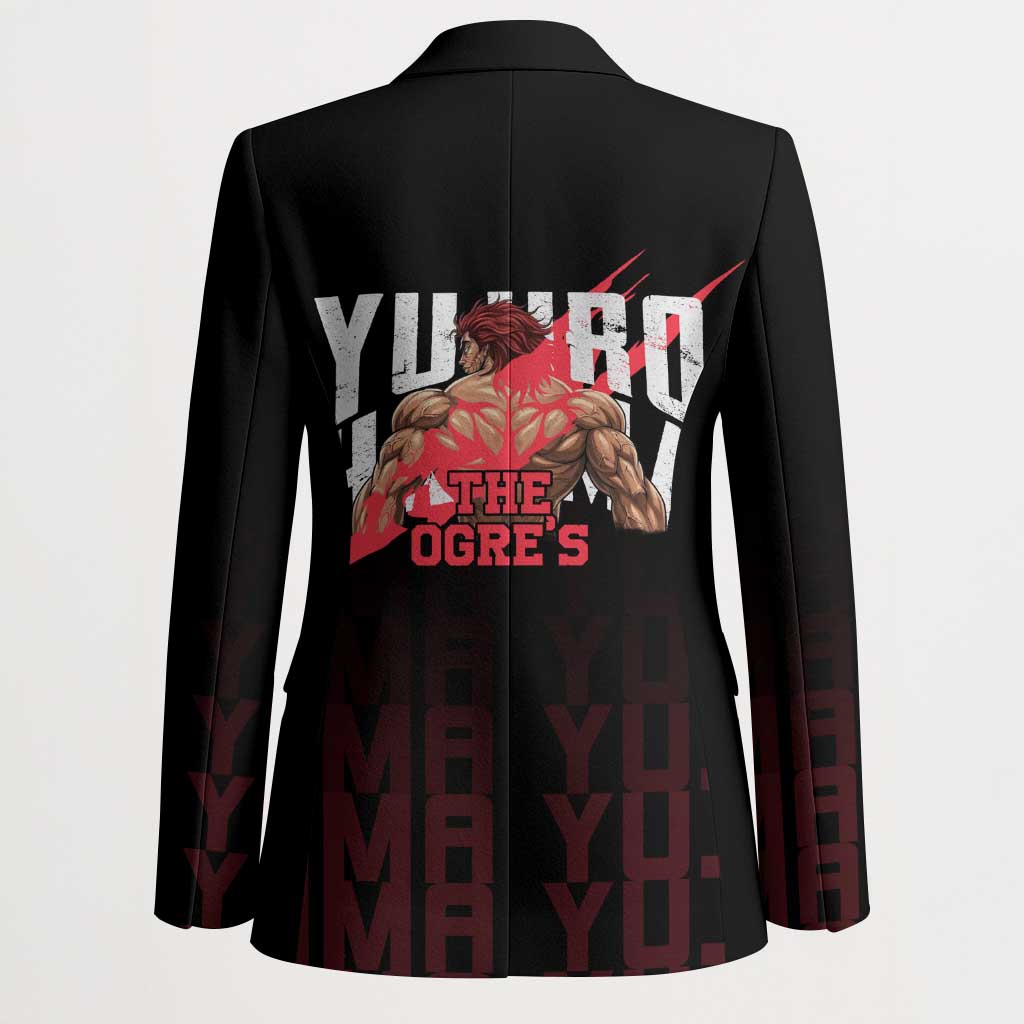 Yujiro Hanma The Ogre Baki Series Gym Theme Blazer with Muscular Back Design and Bold Typography - The Mazicc