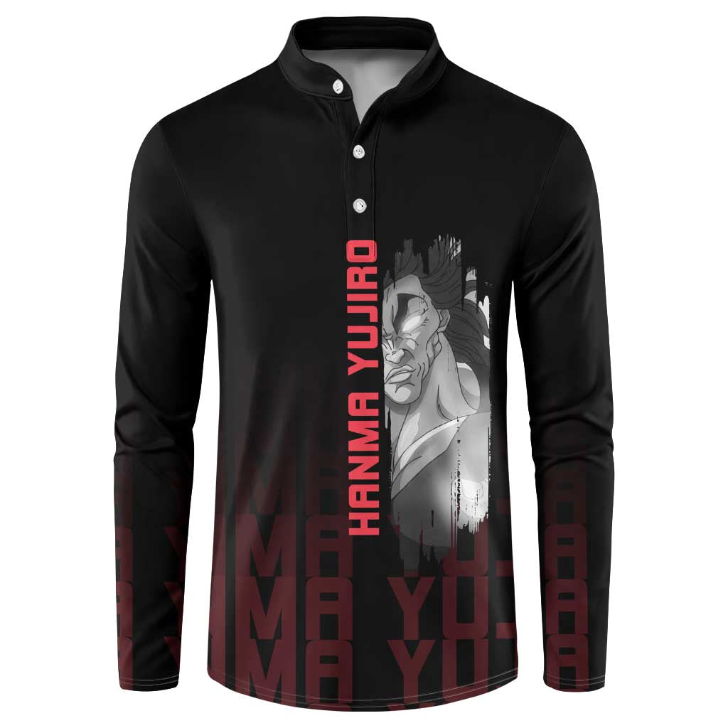Yujiro Hanma The Ogre Baki Series Gym Theme Button Sweatshirt with Muscular Back Design and Bold Typography - The Mazicc