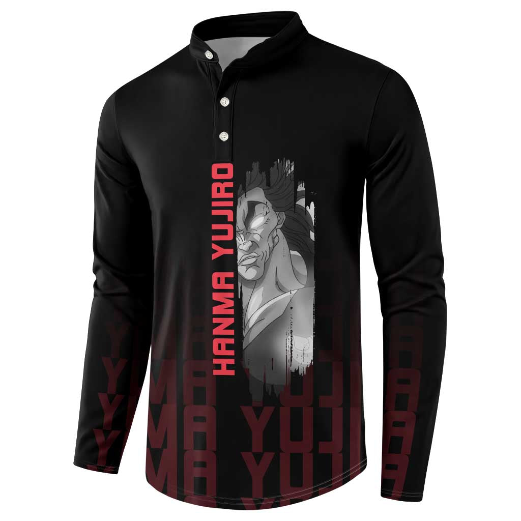 Yujiro Hanma The Ogre Baki Series Gym Theme Button Sweatshirt with Muscular Back Design and Bold Typography - The Mazicc