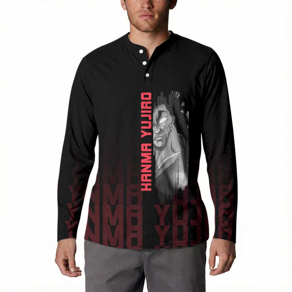 Yujiro Hanma The Ogre Baki Series Gym Theme Button Sweatshirt with Muscular Back Design and Bold Typography - The Mazicc
