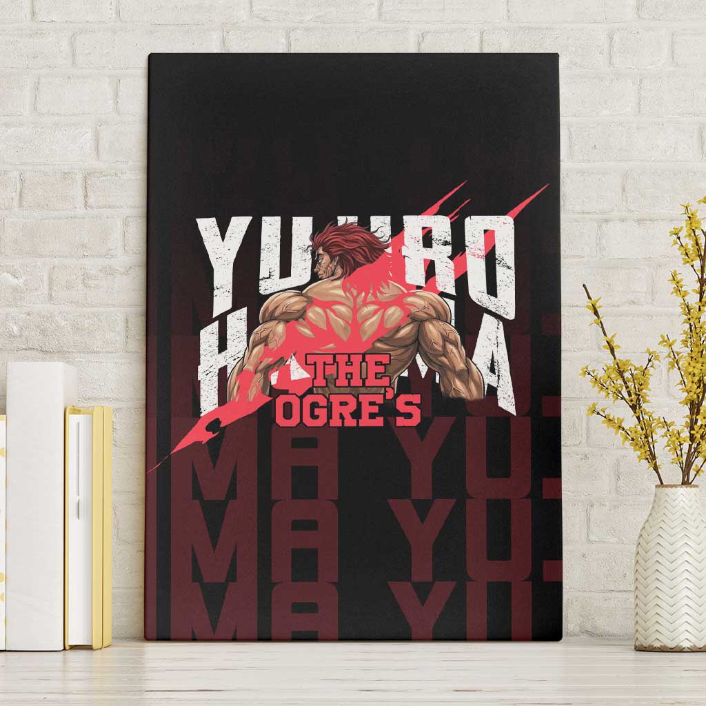 Yujiro Hanma The Ogre Baki Series Gym Theme Canvas Wall Art with Muscular Back Design and Bold Typography - The Mazicc