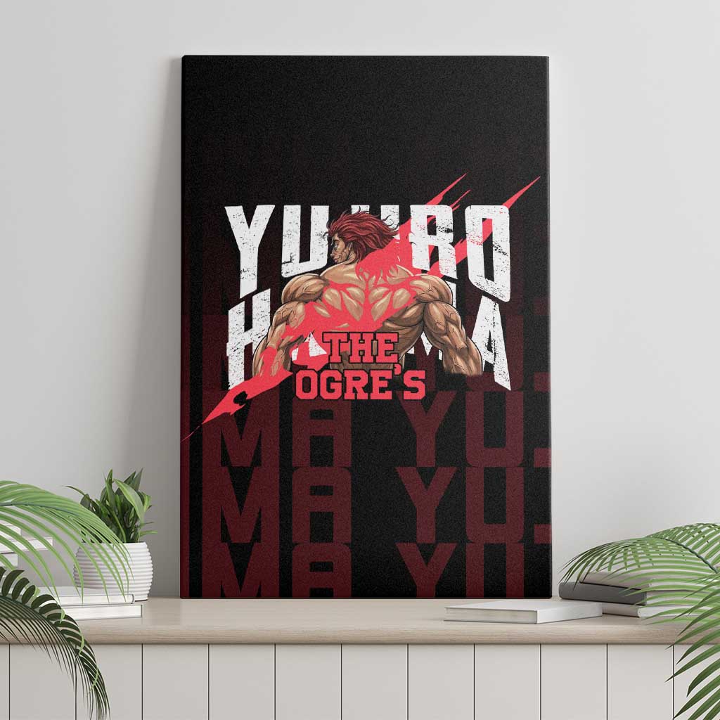 Yujiro Hanma The Ogre Baki Series Gym Theme Canvas Wall Art with Muscular Back Design and Bold Typography - The Mazicc