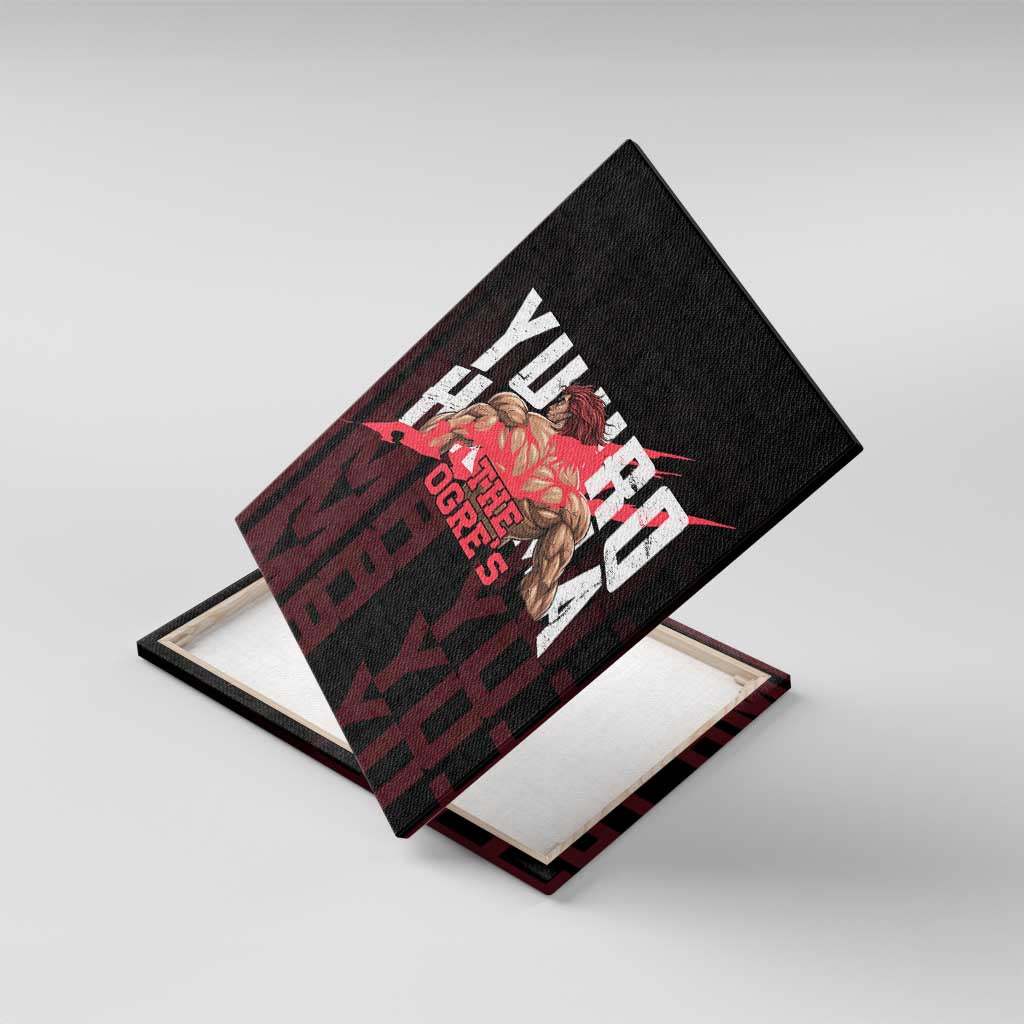 Yujiro Hanma The Ogre Baki Series Gym Theme Canvas Wall Art with Muscular Back Design and Bold Typography - The Mazicc