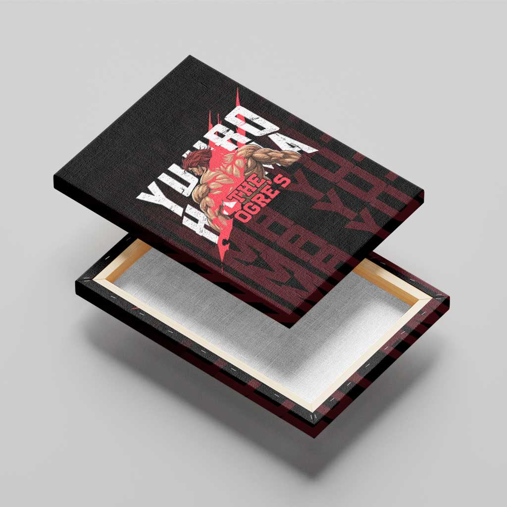 Yujiro Hanma The Ogre Baki Series Gym Theme Canvas Wall Art with Muscular Back Design and Bold Typography - The Mazicc