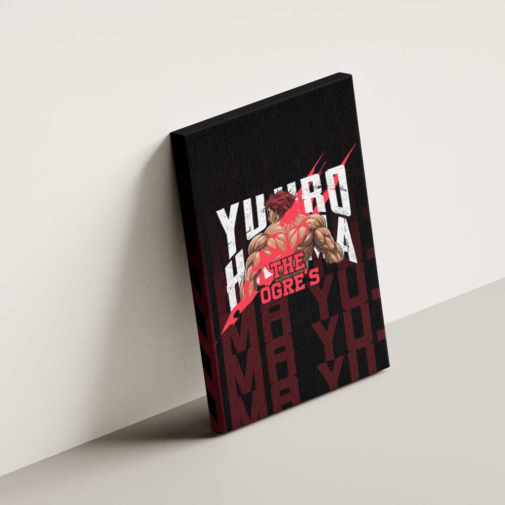 Yujiro Hanma The Ogre Baki Series Gym Theme Canvas Wall Art with Muscular Back Design and Bold Typography - The Mazicc