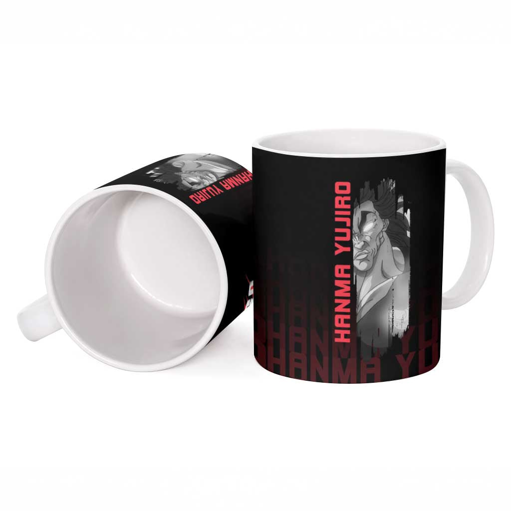 Yujiro Hanma The Ogre Baki Series Gym Theme Ceramic Mug with Muscular Back Design and Bold Typography - The Mazicc