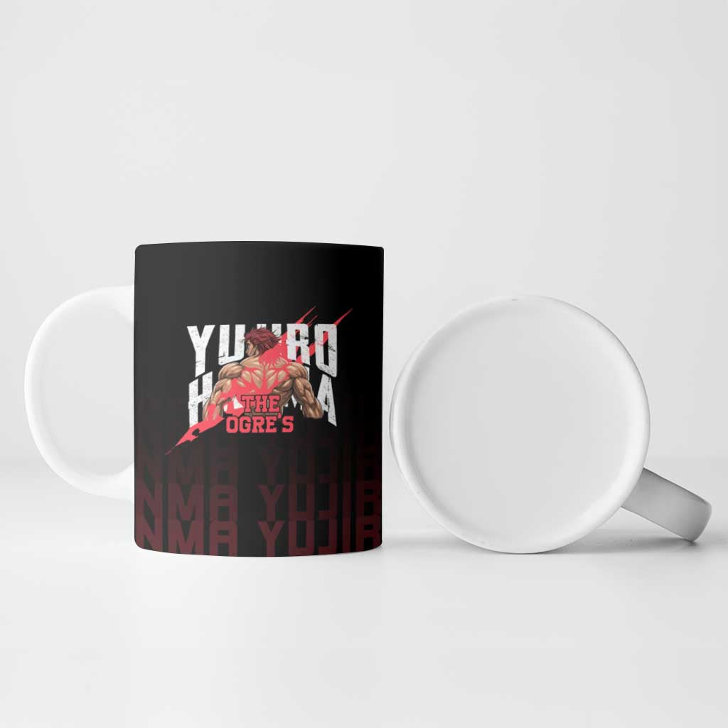 Yujiro Hanma The Ogre Baki Series Gym Theme Ceramic Mug with Muscular Back Design and Bold Typography - The Mazicc