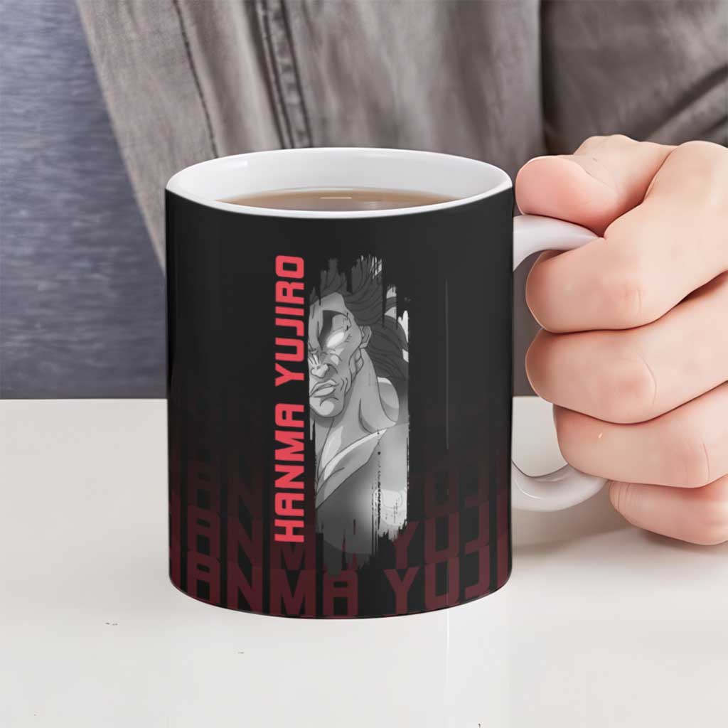 Yujiro Hanma The Ogre Baki Series Gym Theme Ceramic Mug with Muscular Back Design and Bold Typography - The Mazicc