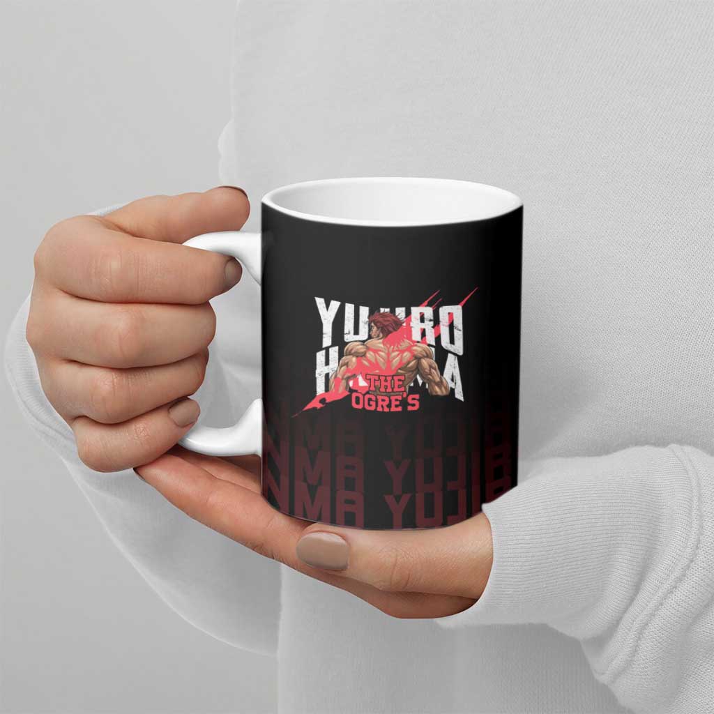 Yujiro Hanma The Ogre Baki Series Gym Theme Ceramic Mug with Muscular Back Design and Bold Typography - The Mazicc